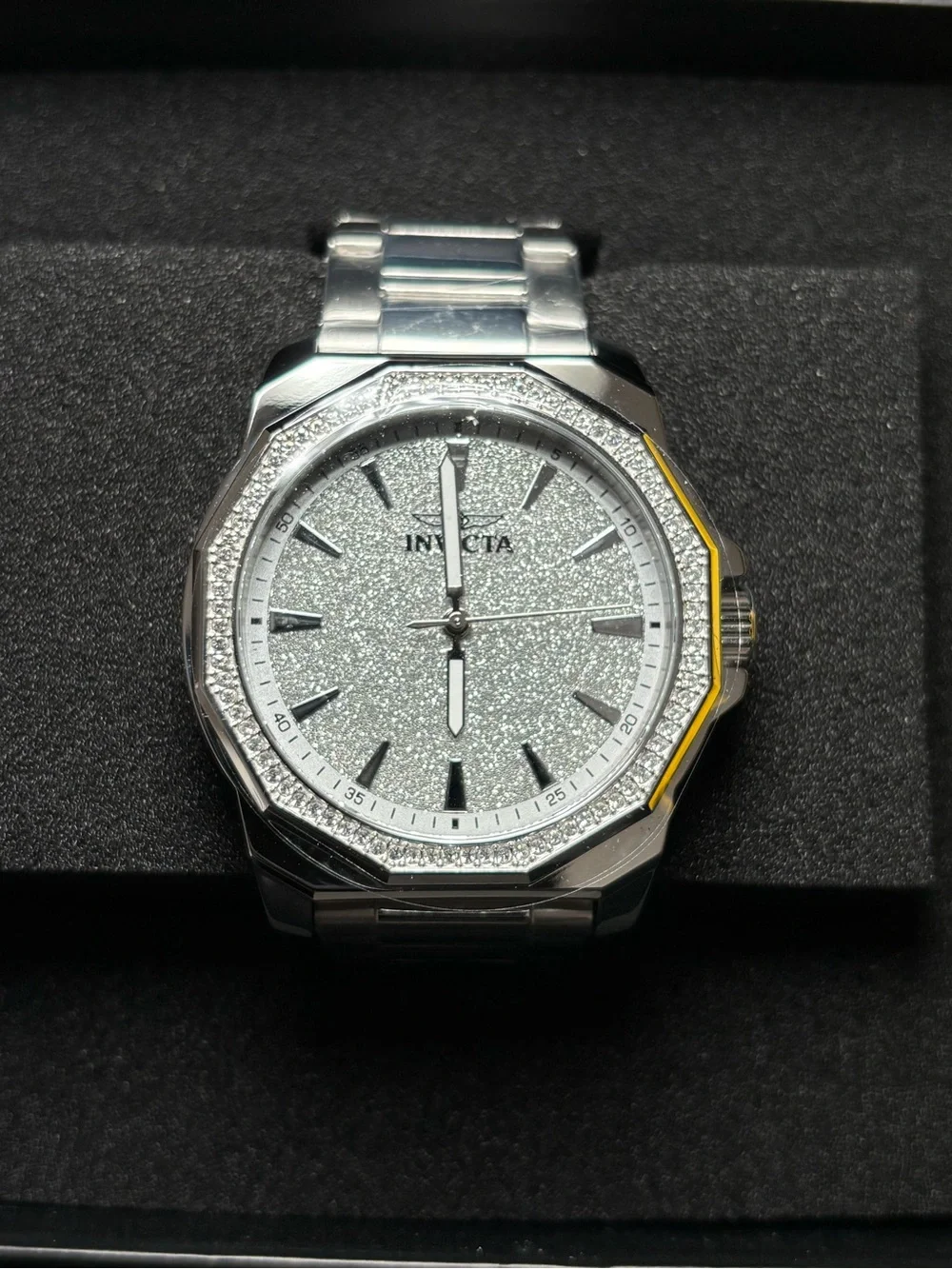 NIB Invicta Speedway 49125 Men's Crystal Silver Dial Stainless Steel Watch